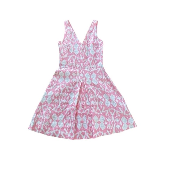 GAP 100% Linen Sleeveless A-Line V-neck Dress Pink / White Size 4 NWT - Picture 1 of 10